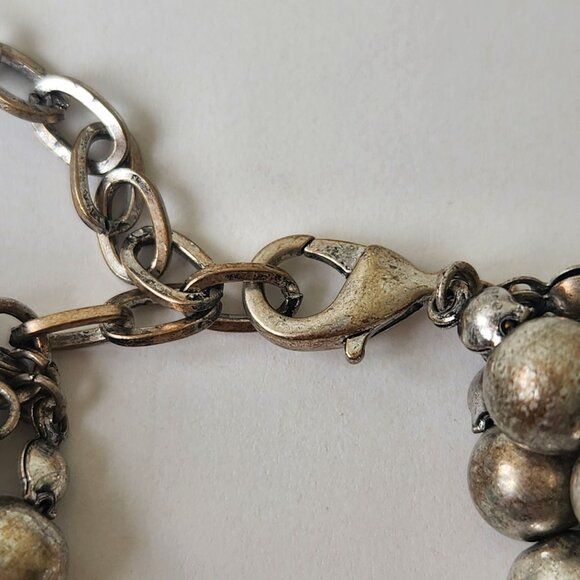 Multi-Strand Silver & Brown Beaded Necklace Western Classy Glam Elegant Office - Picture 5 of 5